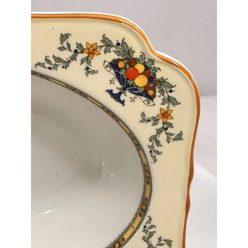 Crown Ducal transfer wear rectangle serving Bowl Blue Urn‎ Fruit And Floral